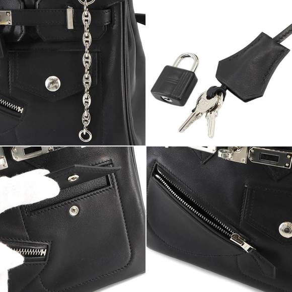 Hermes Birkin 25 Rock Hand Bag Volupt Black B Stamp Silver Hardware - Picture 9 of 10